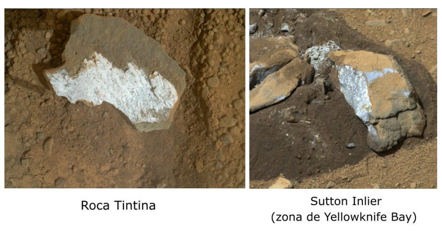 Rocas de la superficie marciana. A la izquierda Tintina, a la derecha Sutton Inlier