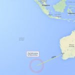 mapa de situación de los objetos localizados por satélites australianos que podrían pertenecer al avión desaparecido de Malaysian Airlines