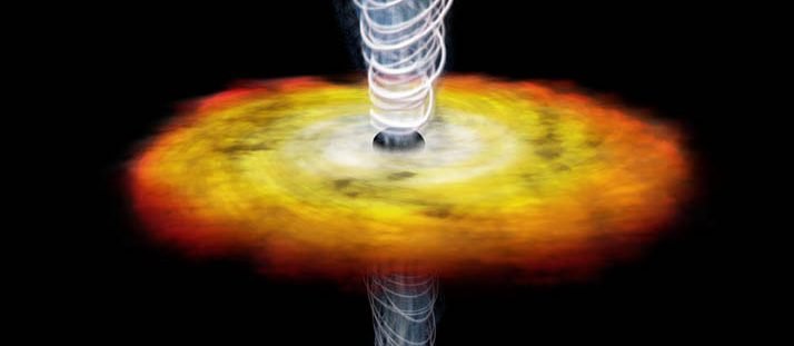 Los cuásares son fenómenos que surgen cuando un enorme agujero negro, situado en el núcleo de una galaxia, comienza a absorber toda la materia que encuentra en su cercanía. Cuando esto ocurre, por efecto de la enorme velocidad de rotación del disco de acreción formado, se produce una gigantesca cantidad de energía, liberada en forma de ondas de radio, luz, infrarrojo, ultravioleta, y rayos X, lo que convierte a los cuásares en los objetos más brillantes del universo conocido.